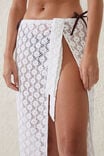 Open Mesh Beach Sarong Wrap Skirt, WHITE/CROCHET - alternate image 4
