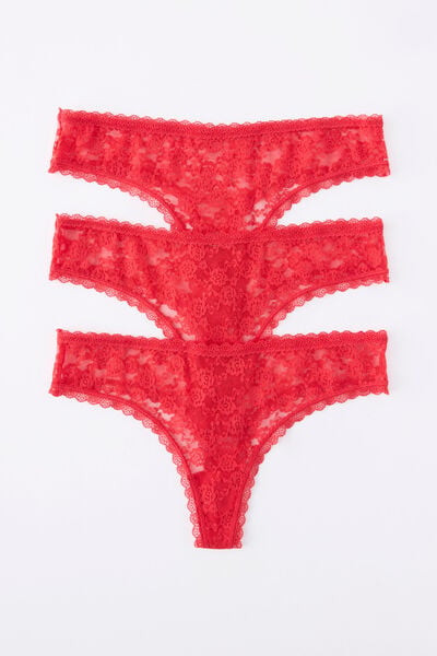 Remi Lace Tanga G - String 3 Pack, CHEEKY CHERRY