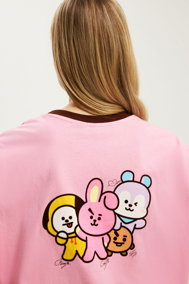BT21 Active Graphic Tee, LCN BT21/PRISIM PINK