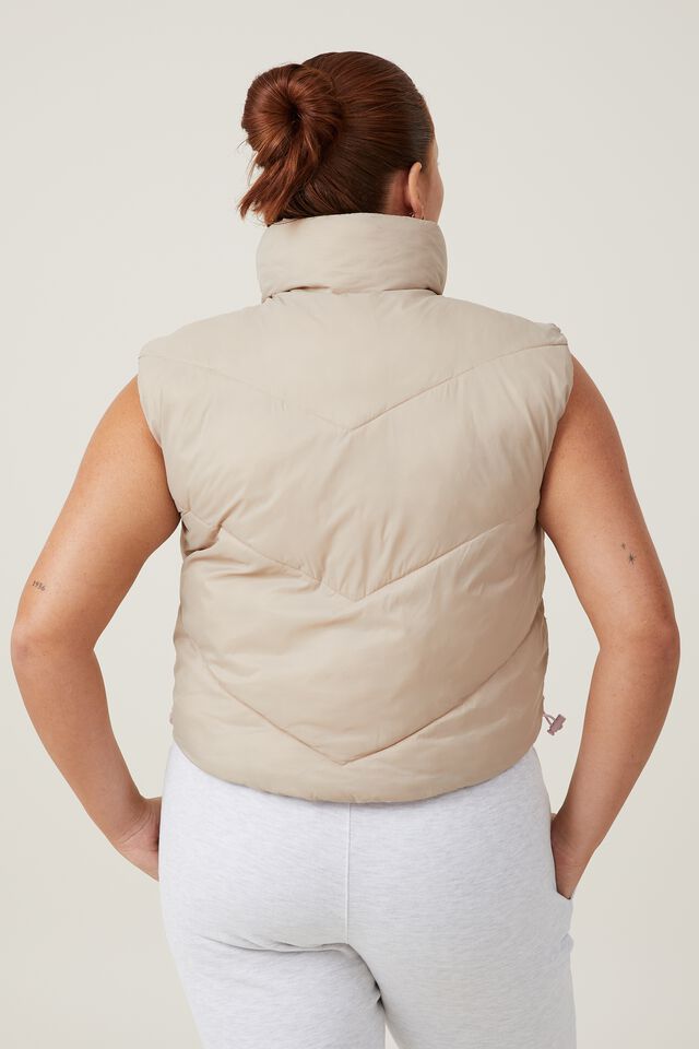 The Recycled Reversible Cropped Mother Puffer Vest, POSIE PINK/WHITE PEPPER
