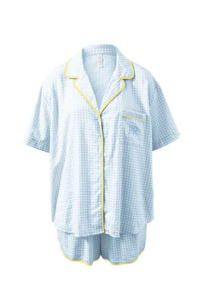 Personalised Body Woven Sleep Set, FLOSSY GINGHAM BLUE