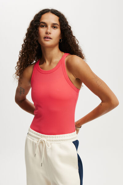 Active Rib Thin Racer Tank, FRENCHIE RED