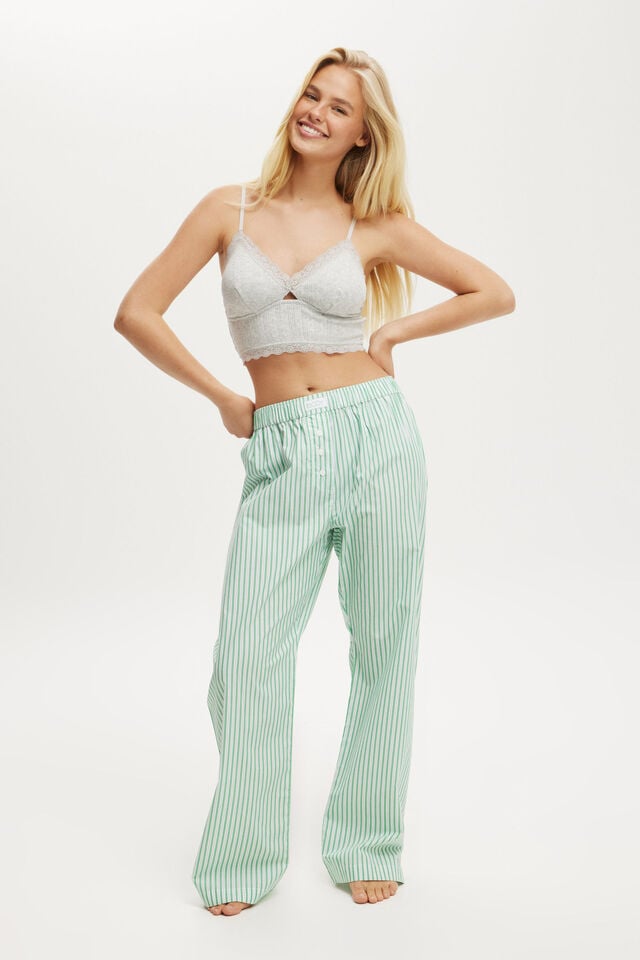 Boyfriend Boxer Pant, GREEN/NAVY/WHITE STRIPE