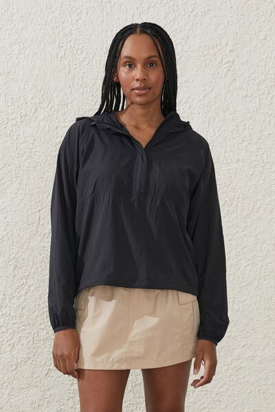 Woven Anorak In A Bag, BLACK
