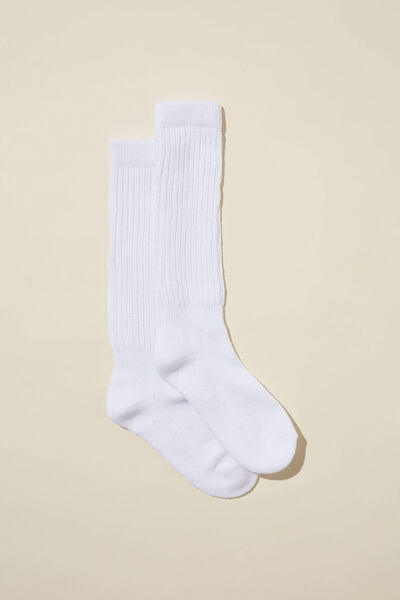 Active Slouch Sock, WHITE