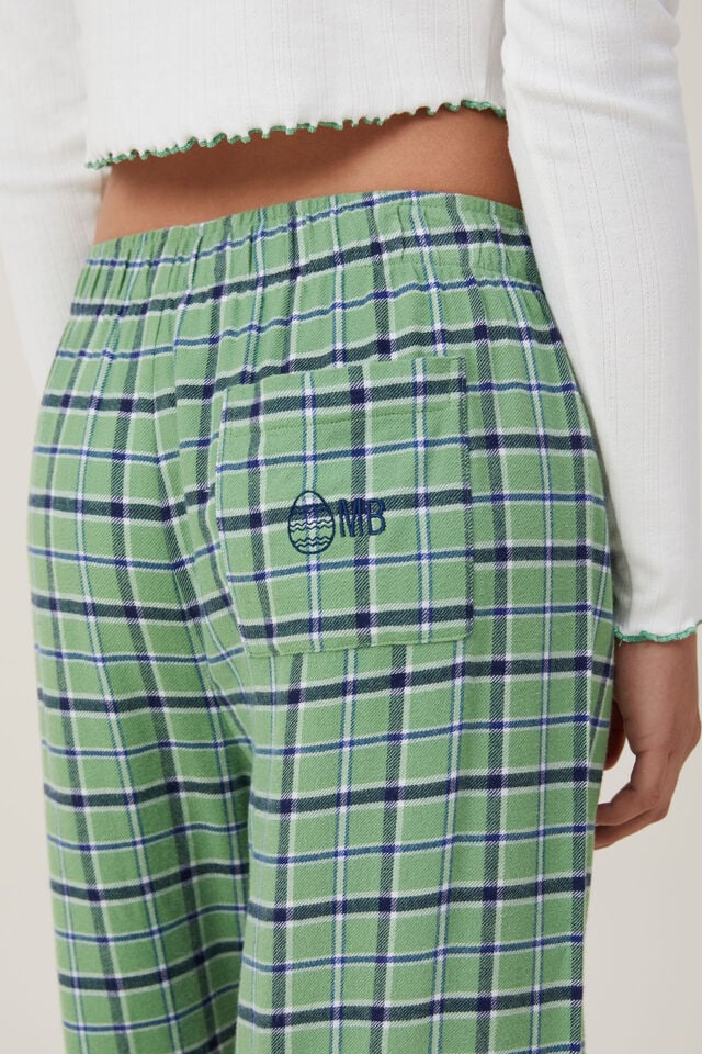 Flannel Boyfriend Boxer Pant Personalised, GREEN CHECK