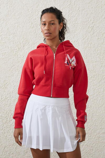 Plush Essential Cropped Zip Through Personalised, FIREWORK RED/LCN MIFFY