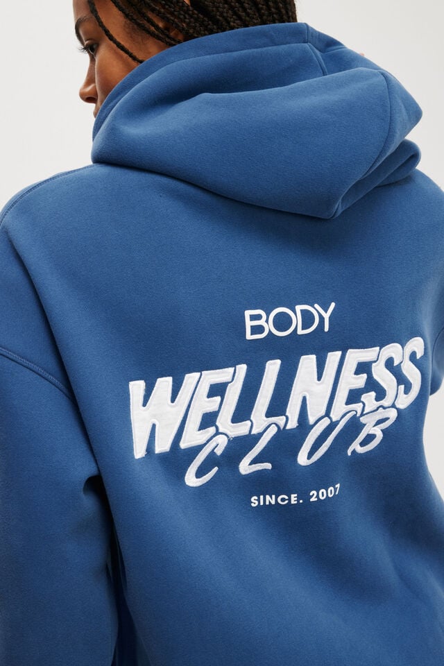 Plush Premium Graphic Hoodie, DEEP BLUE/WELLNESS CLUB GREY MARLE