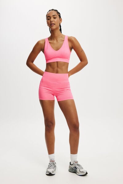 Seamless Pocket Shortie Short, WASHED NEON PINK