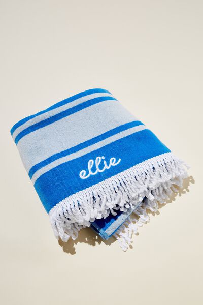 Personalised Premium Beach Towel, DEEP SKY BLUE
