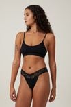 Everyday Lace Comfy Thong, BLACK - alternate image 4