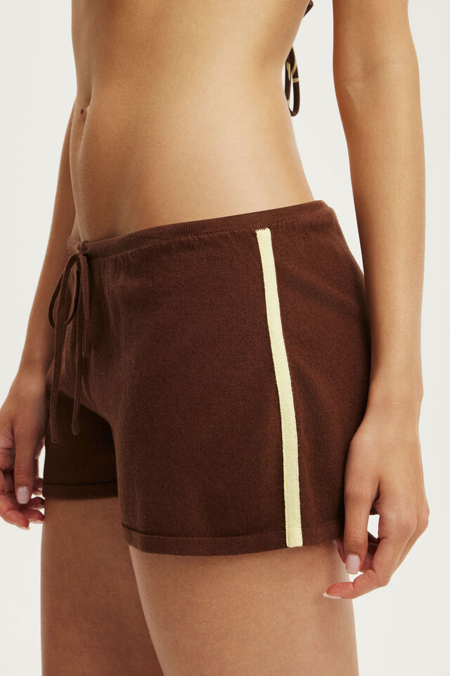 Maya Knit Relaxed Short, BROWN EMBER / MELLOW YELLOW STRIPE