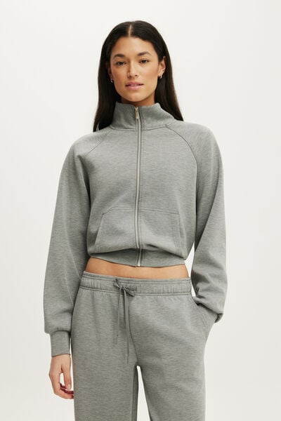 Ultimate Soft Funnel Neck Jacket, MID GREY MARLE