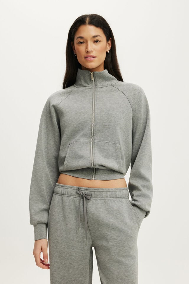 Ultimate Soft Funnel Neck Jacket, MID GREY MARLE