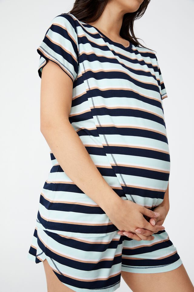 Sleep Recovery Maternity T Shirt, PEPPERMINT STRIPE