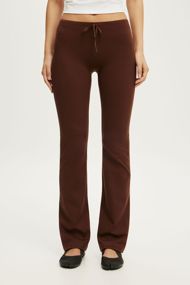 Ultra Soft Tie Front Mini Flare, CHESTNUT