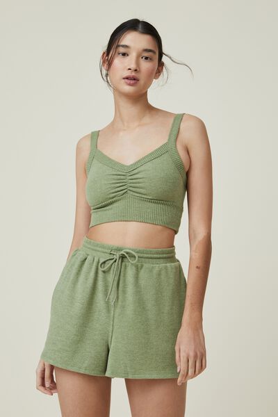 Super Soft Ruched Tank, PICKLE GREEN
