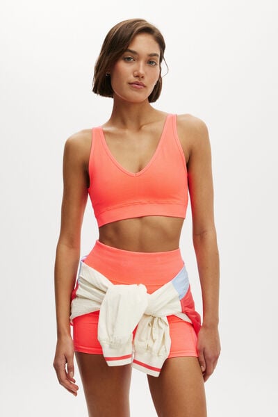 Sutiã - Seamless Plunge Strappy Back Crop, WASHED VIBRANT ORANGE