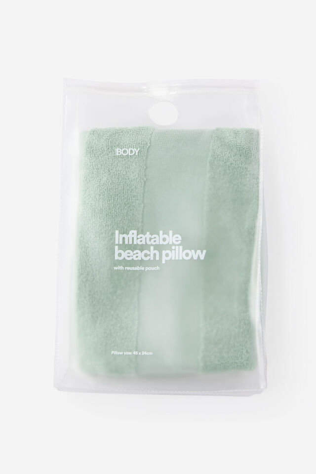 Body Inflatable Beach Pillow, GLACIAL GREEN STRIPE