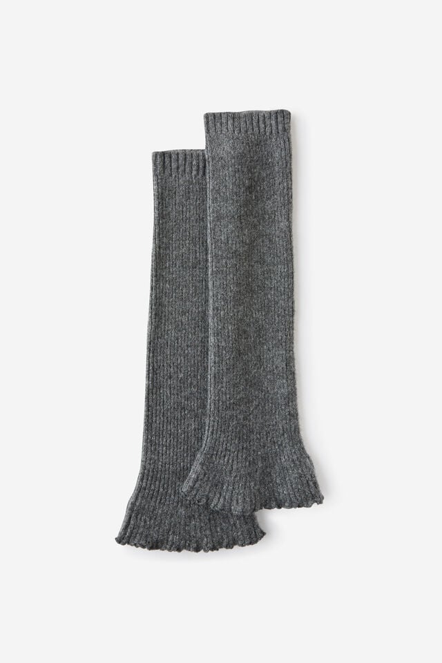 Body Cosy Rib Legwarmers, CHARCOAL