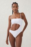 Strapless Cut Out One Piece Brazilian, WHITE WIDE RIB - alternate image 5