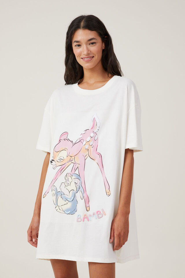 Bambi 90S Graphic T-Shirt Nightie, LCN DIS / BAMBI AND THUMPER