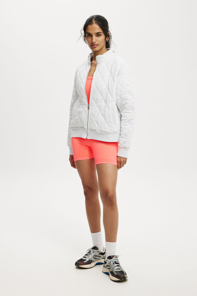 Active Quilted Zip Through, CLOUDY GREY MARLE