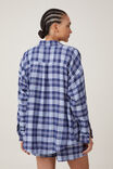 Flannel Boyfriend Long Sleeve Shirt Personalised, NAVY/BLUE CHECK - alternate image 3
