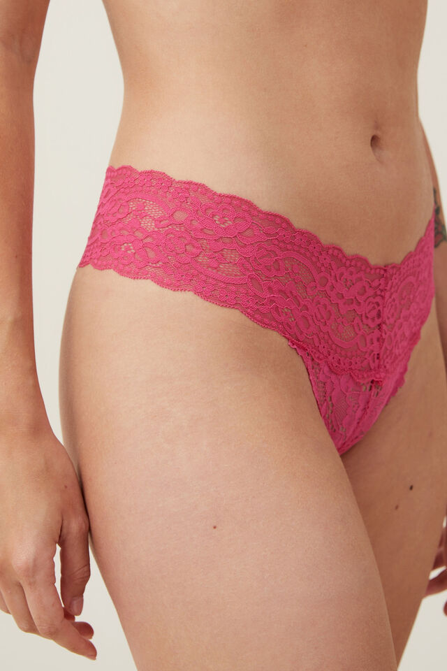 Everyday Lace G String Brief, PINK JELLY