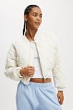 Quilted Rib Bomber Jacket, COCONUT MILK - alternate image 1