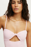 Strapless Knot Front One Piece Brazilian, PINK PETAL WAFFLE - example image 2
