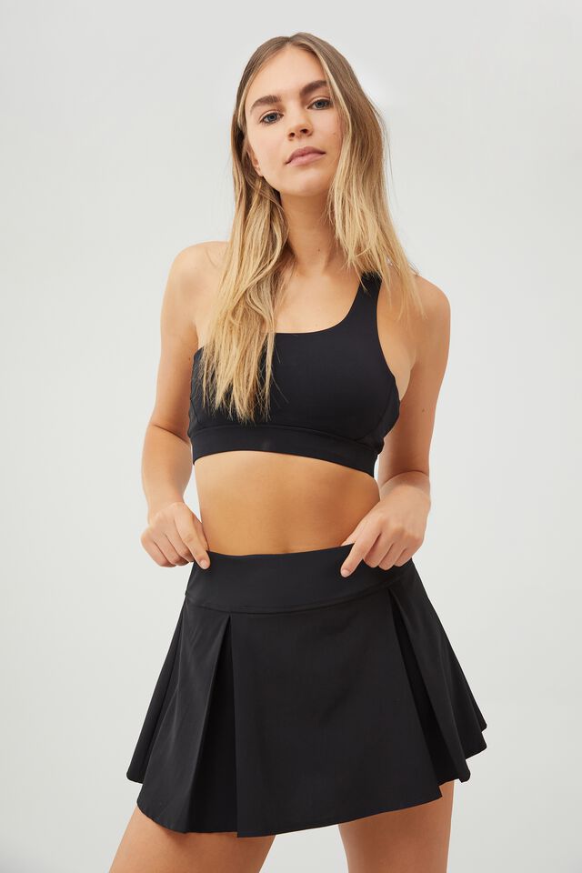 Pleated Tennis Skirt, BLACK