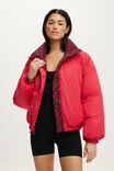 The Mother Puffer Funnel Reversible Jacket, SPOT/CHARGED RED - example image 3