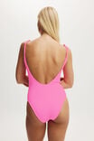 Thin Strap Low Scoop One Piece Cheeky, PINK SORBET CRINKLE - alternate image 3