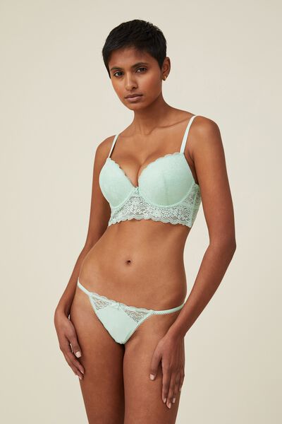 Ultimate Comfort Lace Tanga G String Brief, CAMEO GREEN