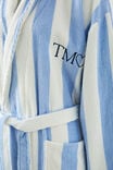 Luxe Terry Robe Personalised, BLUE/WHITE CLAUDIA STRIPE - alternate image 2