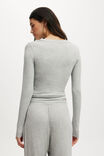 Airy Soft Henley Long Sleeve, GREY MARLE RIB - example image 3