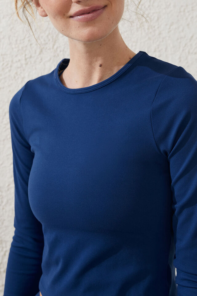 Camiseta - Ultra Soft Fitted Long Sleeve Top, NAVY PEONY