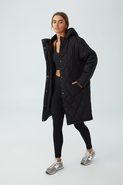 The Recycled Mother Longline Puffer 2.0, BLACK