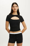 Ultra Soft Tie Front Micro Short, BLACK/WHITE - example image 4