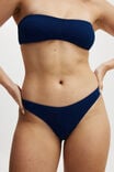 Refined High Side Brazilian Bikini Bottom, DEEP BLUE METALLIC CRINKLE - alternate image 2
