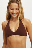 Scoop Neck Halter Bikini Top, BROWN EMBER TERRY - example image 2