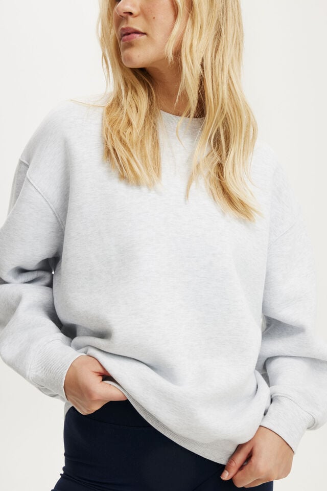 Plush Crew Sweatshirt, CLOUDY GREY MARLE