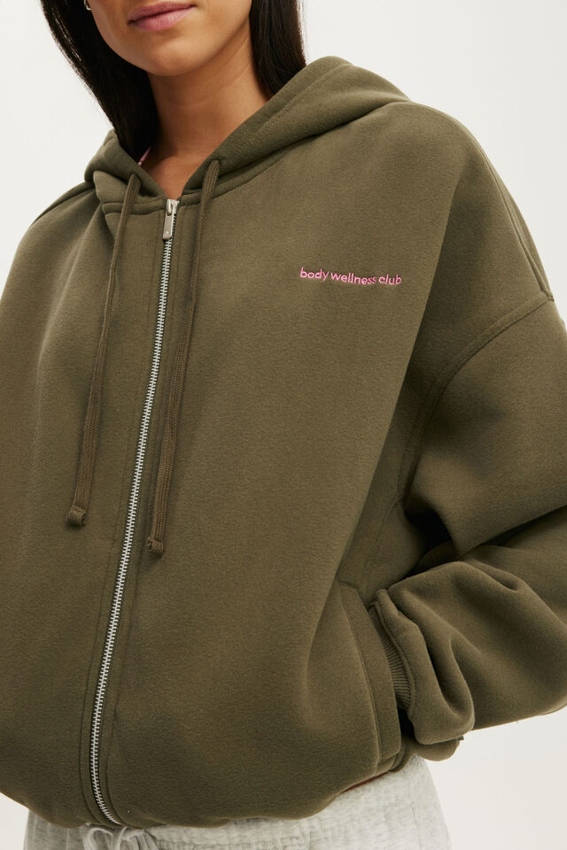 Plush Oversized Cocoon Zip Through, CUTEILITY GREEN