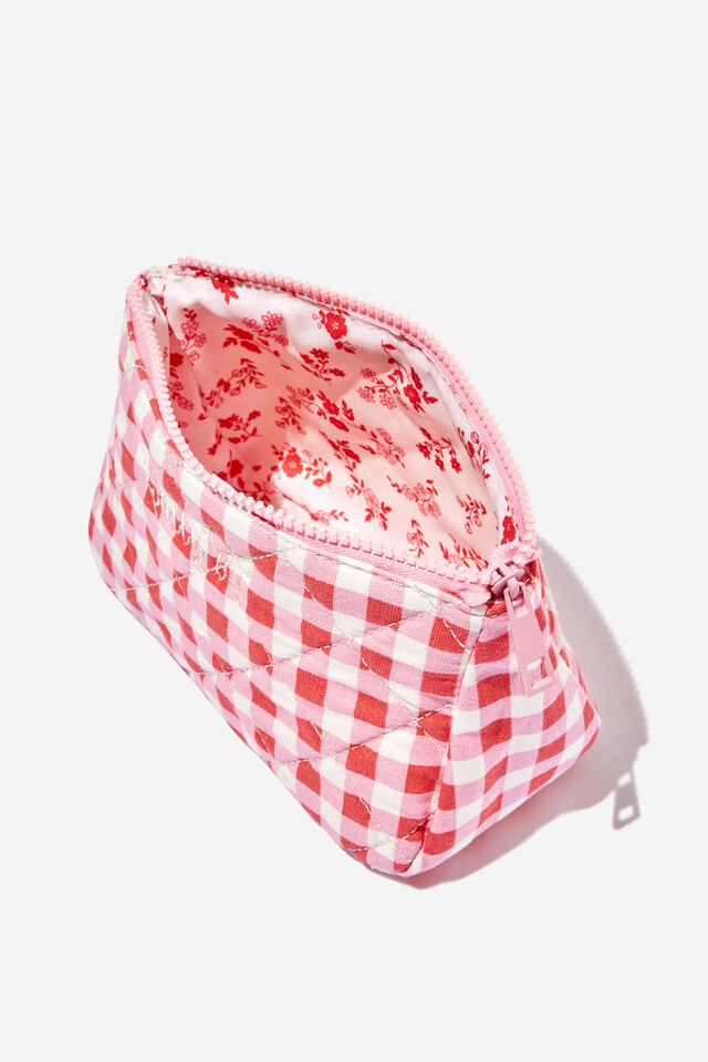 Body Make Up Bag Personalised, PINK RED GINGHAM