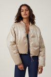 The Recycled Mother Puffer Bomber Jacket, WHITE PEPPER - alternate image 1