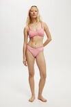 Organic Cotton Pointelle G String Brief, LOLA CHECK RED/PINK - alternate image 1