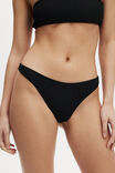 Refined High Side Thong Bikini Bottom, BLACK CRINKLE - alternate image 2