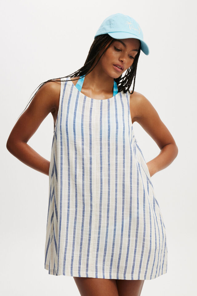 The Essential Beach Mini Dress, BLUE/NATURAL STRIPE