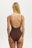 Thin Strap V Neck One Piece Cheeky, CHRISTIE MICRO SPOT ESPRESSO - example image 3